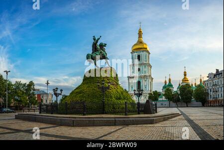 St. Sofia`s Square is one of the the oldest areas of the city  in the historical center of Kyiv, Ukraine Stock Photo